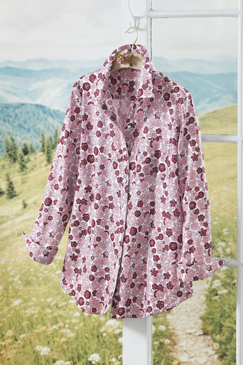Bursts of Blooms Anytime No-Iron Tunic