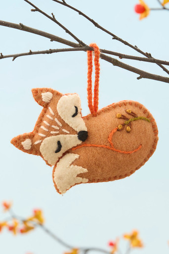 Embroidered Wool Fox Ornament