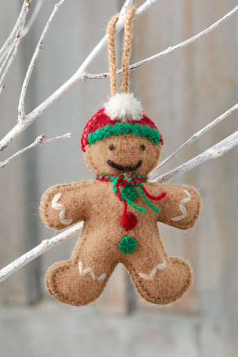 Embroidered Wool Gingerbread Ornament