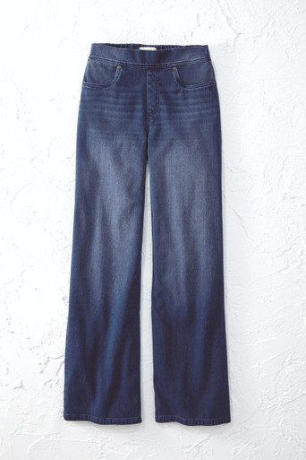 LightTouch Knit Denim Wide-Leg Jeans