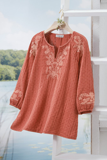 Luisa Embroidered Gauze Top