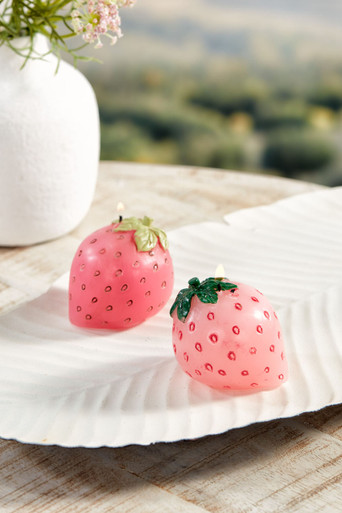 Strawberry Candles, Set of 2